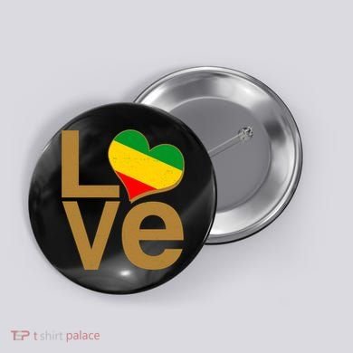 Love Heart Traditional African Colors Button