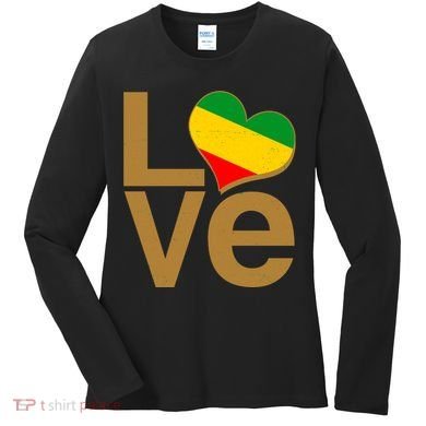 Love Heart Traditional African Colors Women's Long Sleeve Shirt