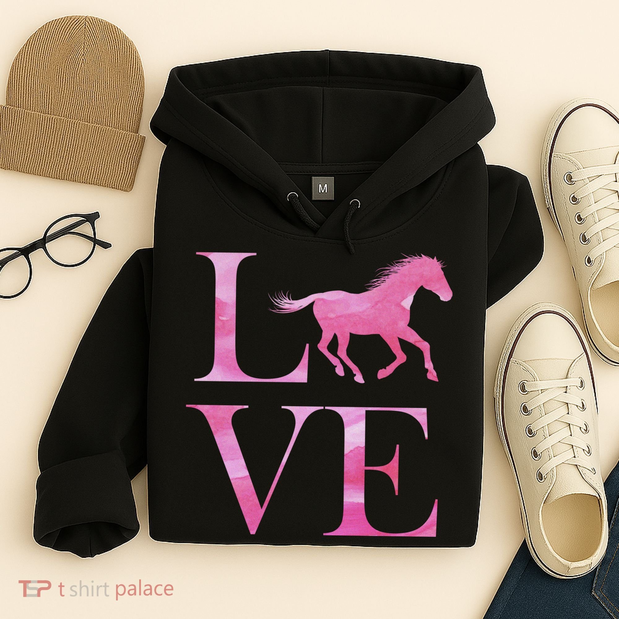 Love Horses Pink Logo Hoodie
