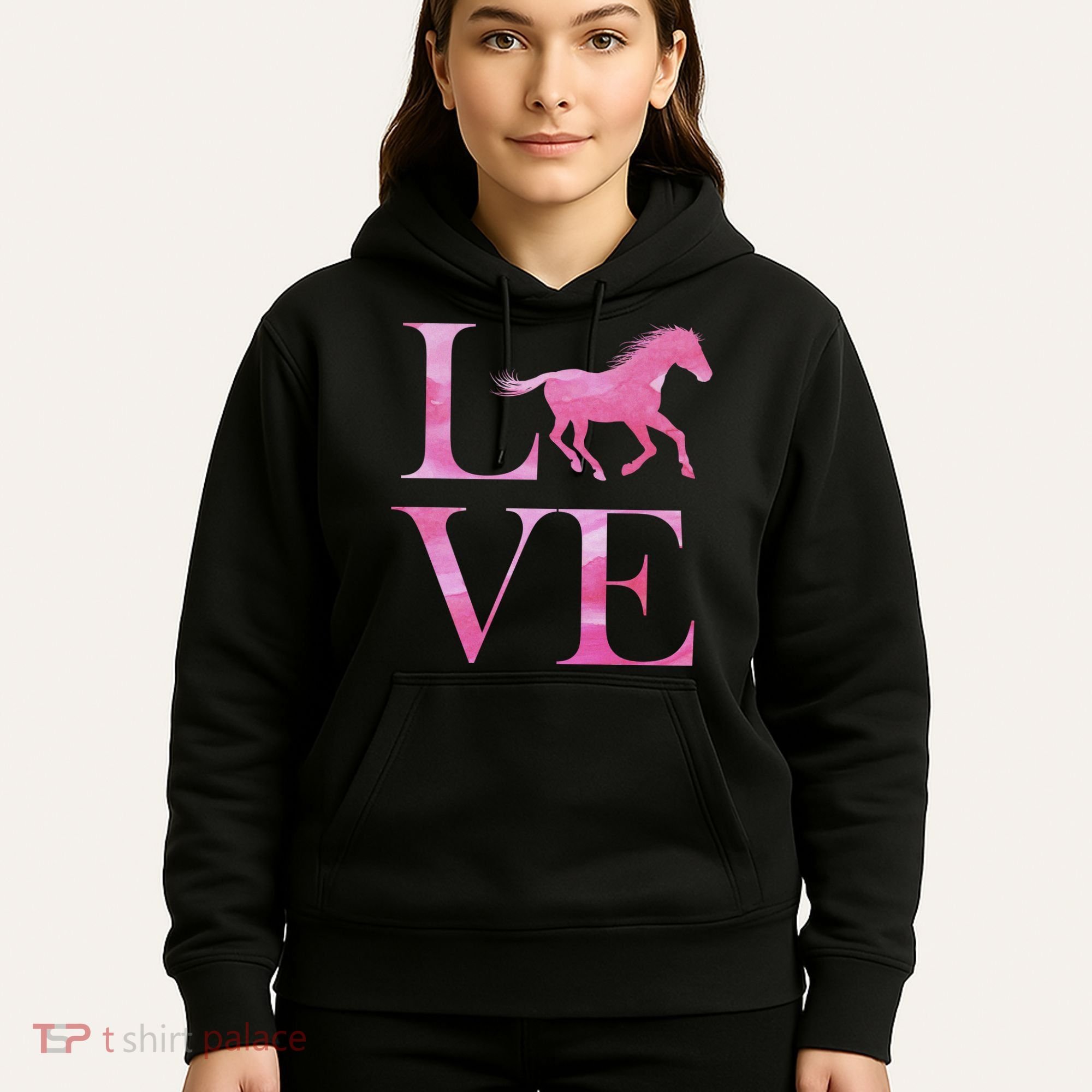 Love Horses Pink Logo Hoodie