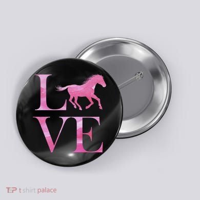 Love Horses Pink Logo Button