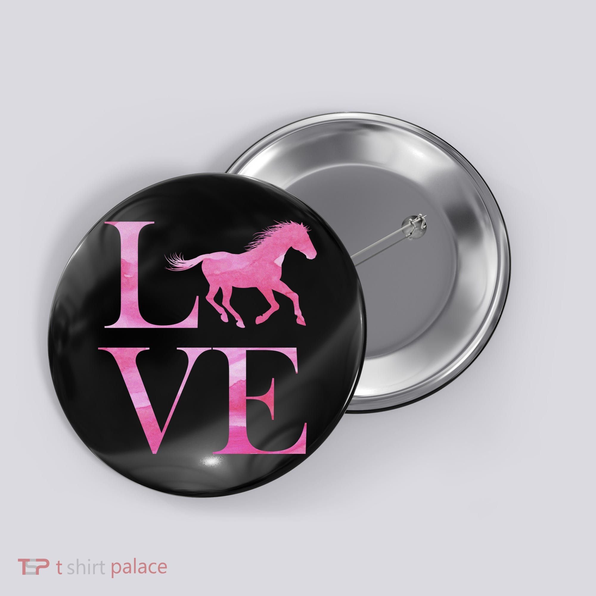 Love Horses Pink Logo Button