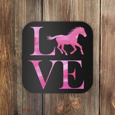 Love Horses Pink Logo Coaster