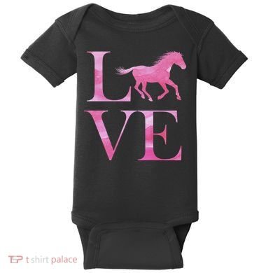 Love Horses Pink Logo Baby Bodysuit