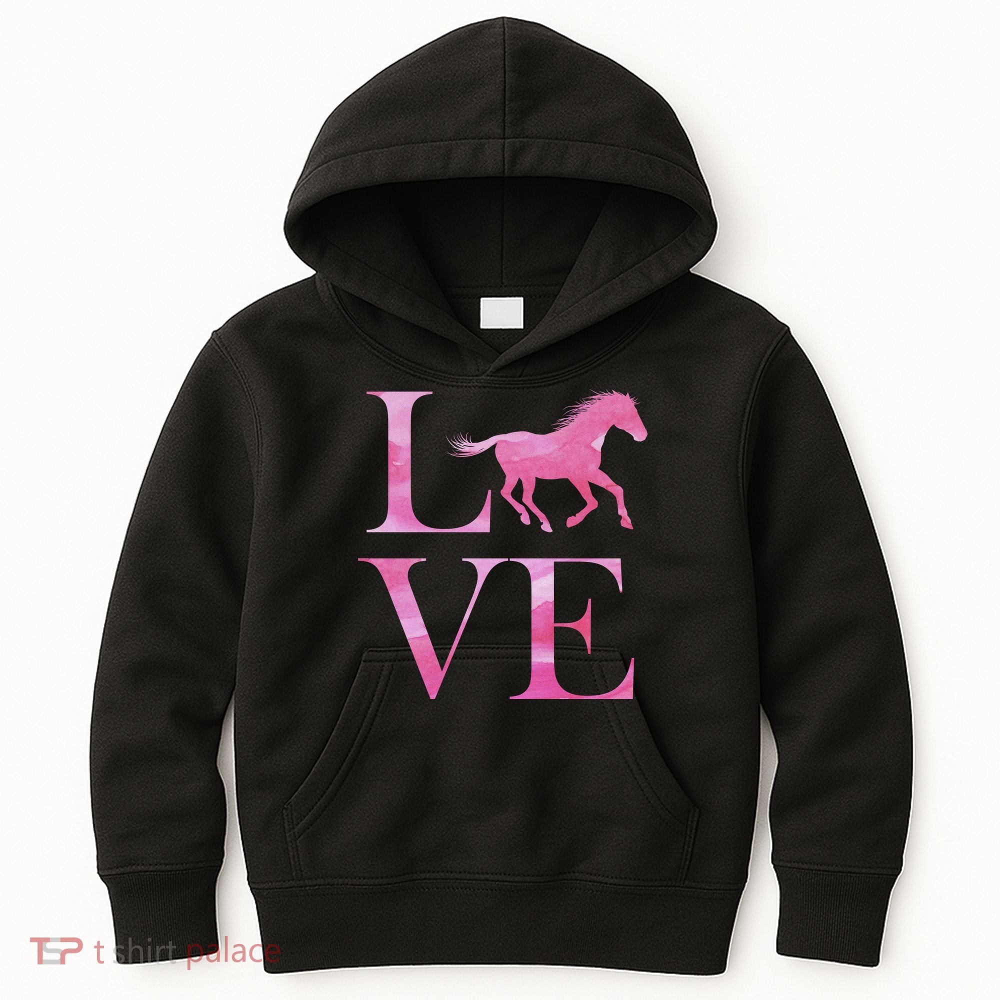 Love Horses Pink Logo Kids Hoodie
