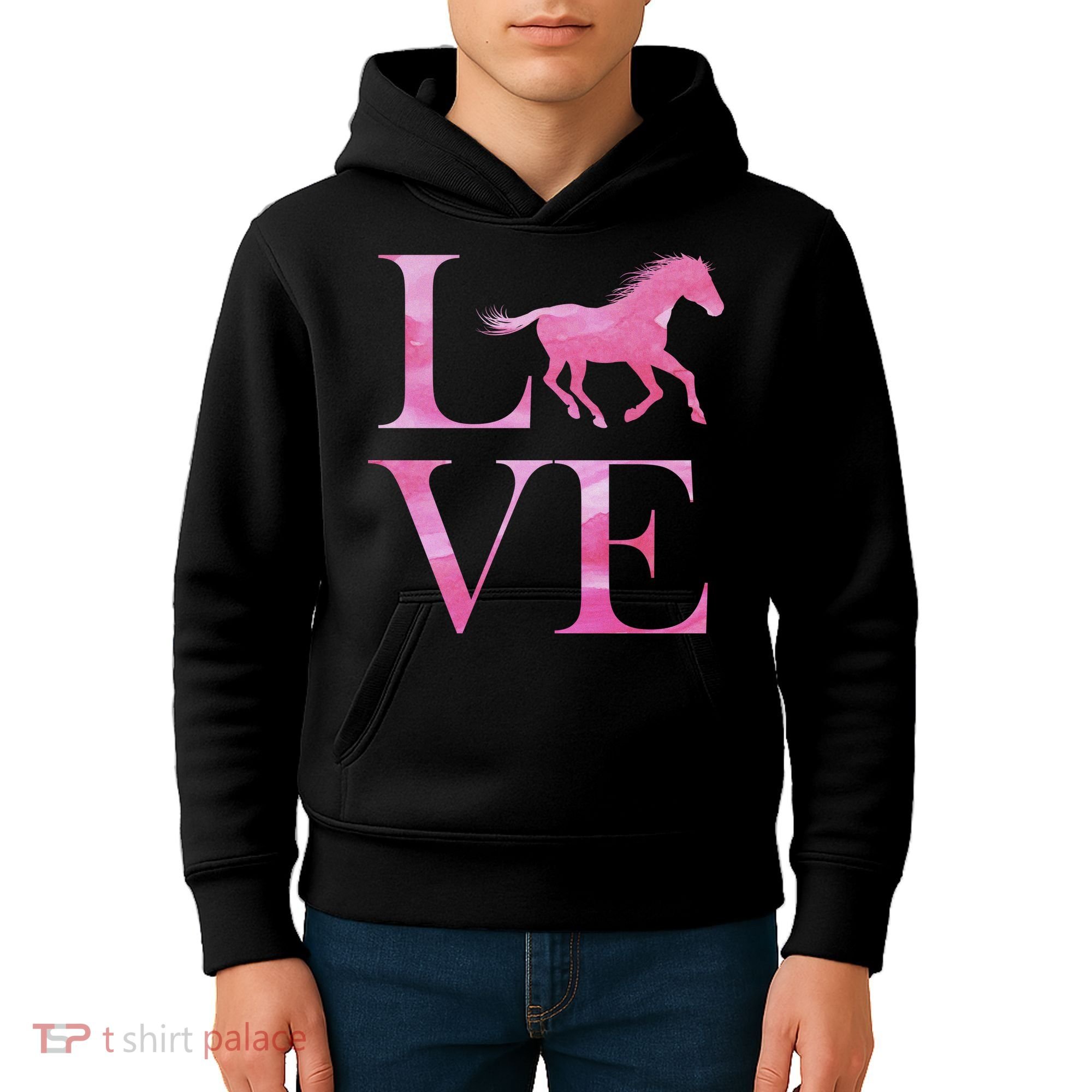 Love Horses Pink Logo Kids Hoodie