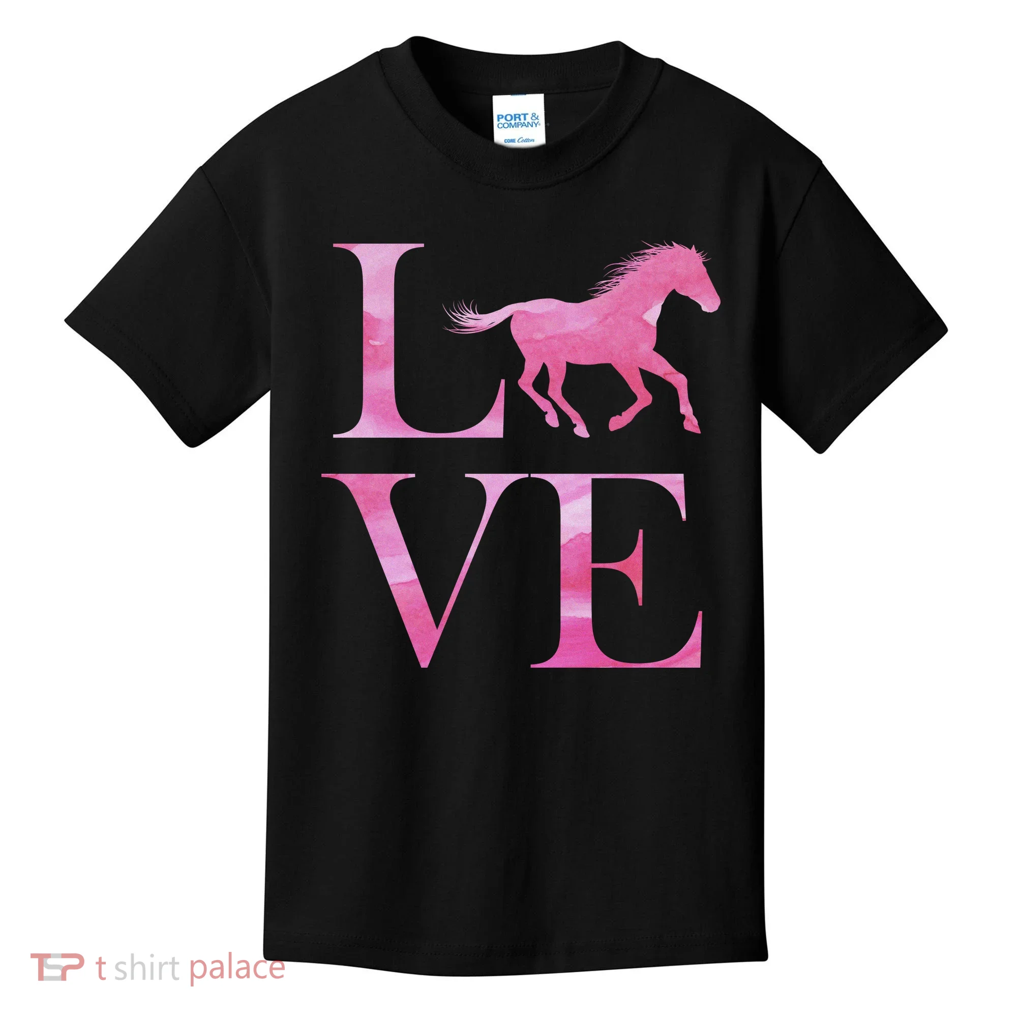 Love Horses Pink Logo Kids T-Shirt