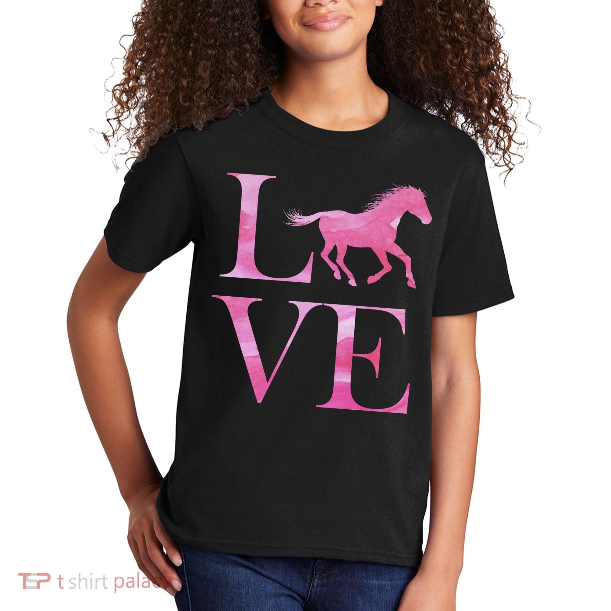 Love Horses Pink Logo Kids T-Shirt