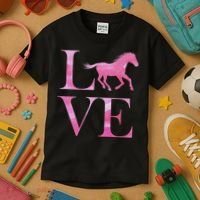 Love Horses Pink Logo Kids T-Shirt thumb 3