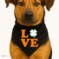 Love Irish Clover Shamrock St. Patrick's Day USA-Made Doggie Bandana thumb 1