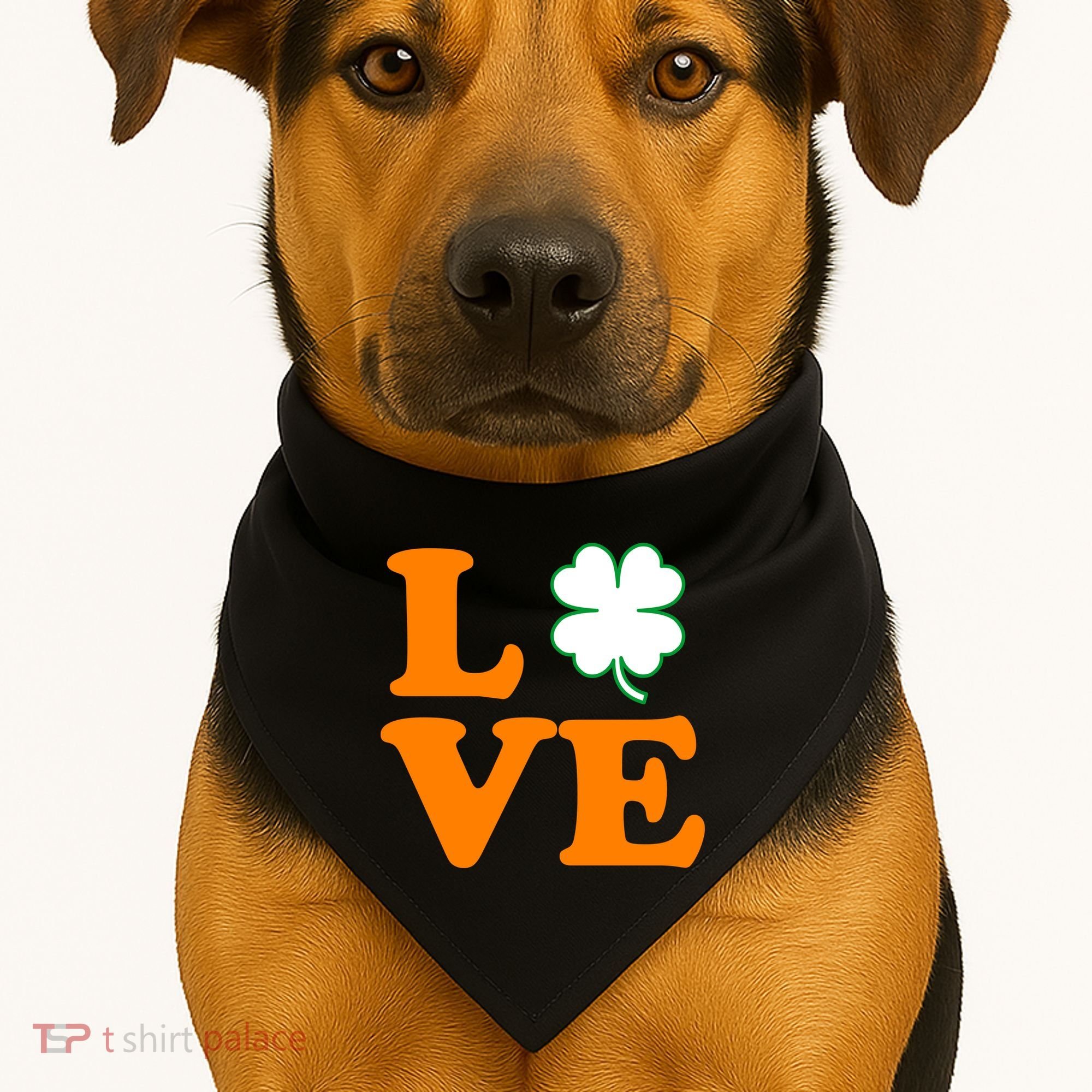 Love Irish Clover Shamrock St. Patrick's Day USA-Made Doggie Bandana