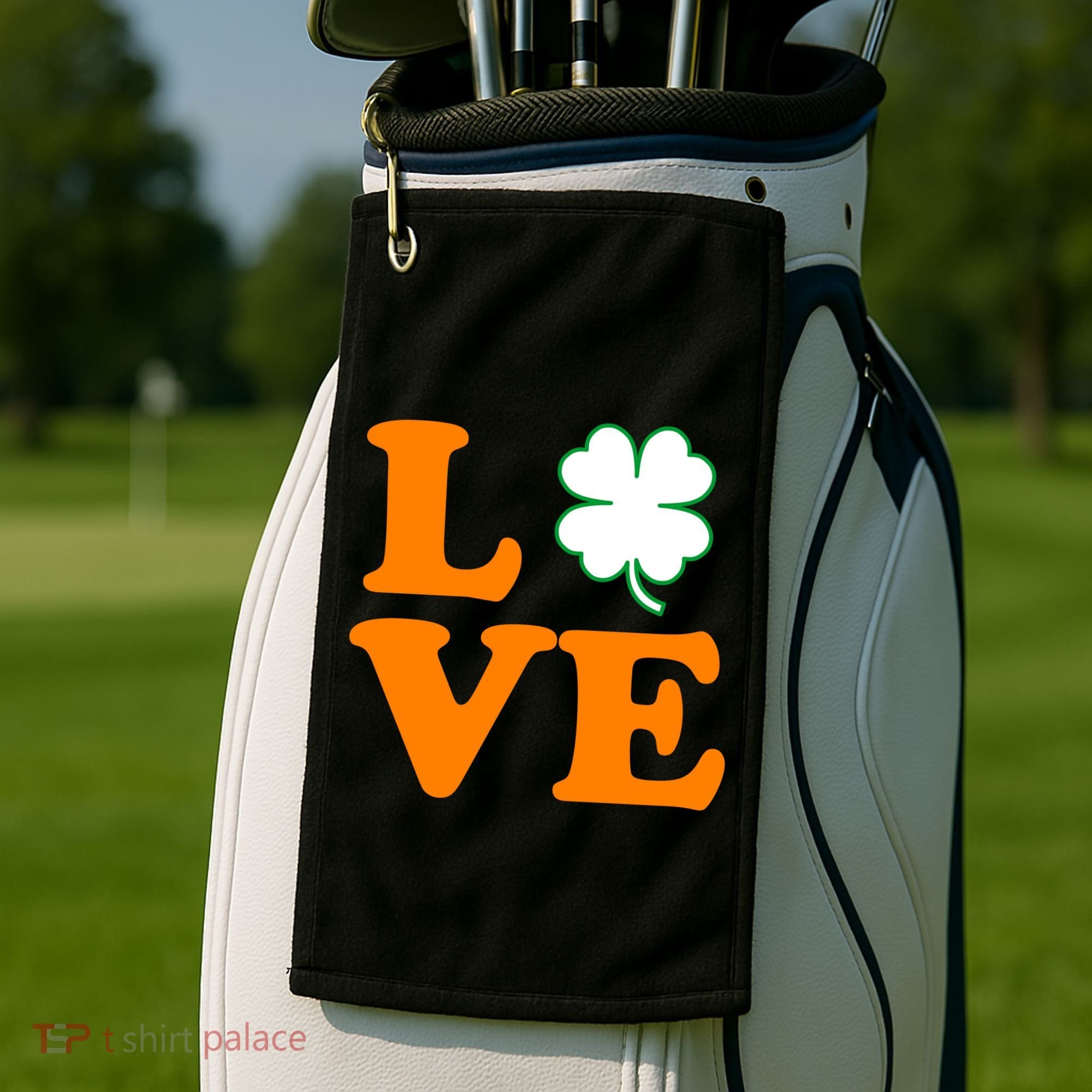 Love Irish Clover Shamrock St. Patrick's Day Golf Towel