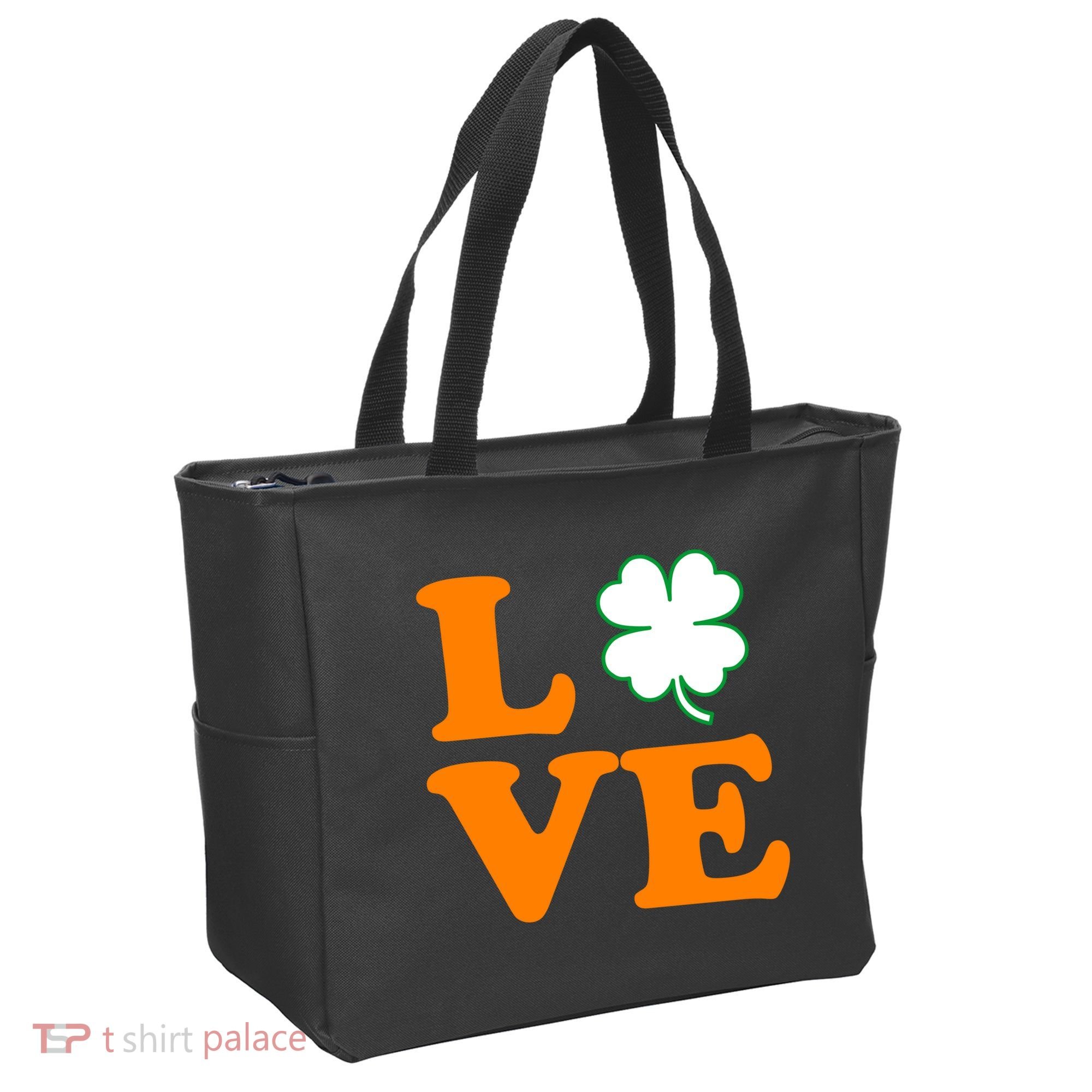 Love Irish Clover Shamrock St. Patrick's Day Tote Bag