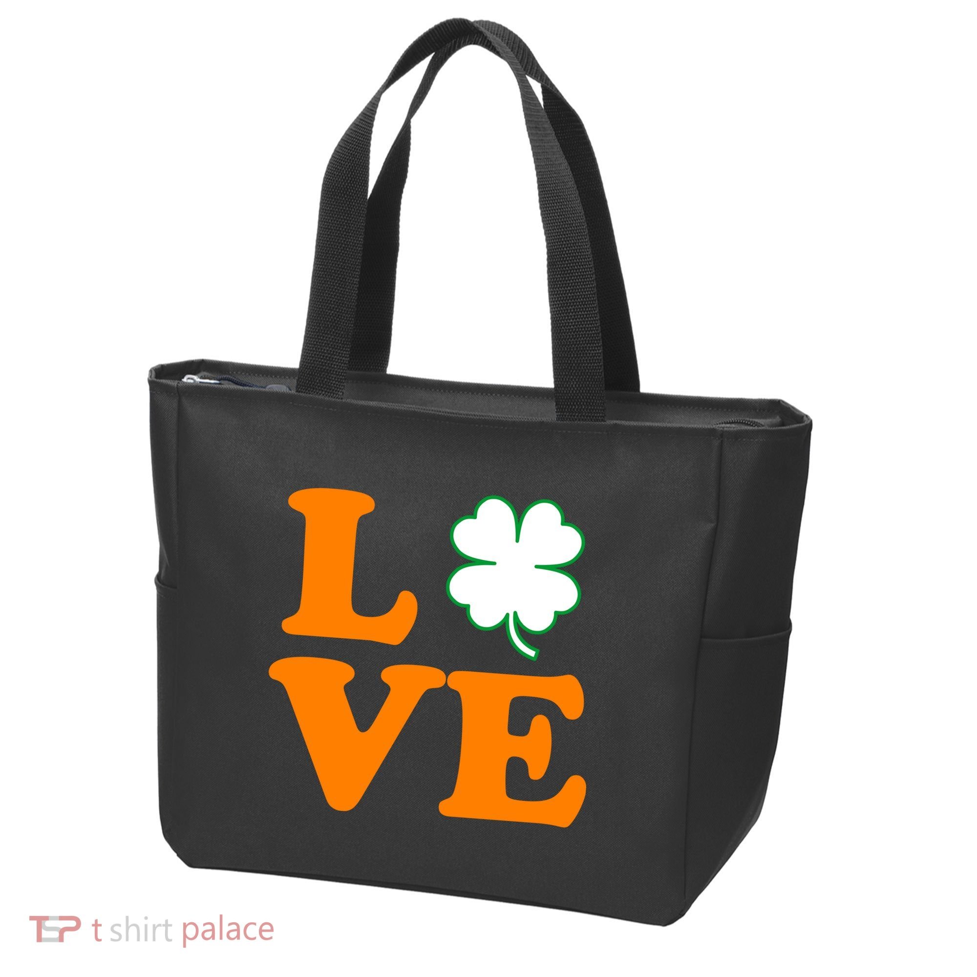 Love Irish Clover Shamrock St. Patrick's Day Tote Bag