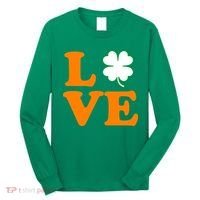 Love Irish Clover Shamrock St. Patrick's Day Long Sleeve Shirt thumb 0