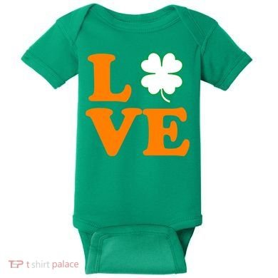 Love Irish Clover Shamrock St. Patrick's Day Baby Bodysuit