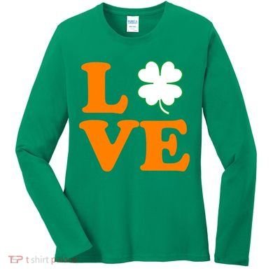 Love Irish Clover Shamrock St. Patrick's Day Women's Long Sleeve Shirt