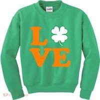 Love Irish Clover Shamrock St. Patrick's Day Kids Sweatshirt thumb 0