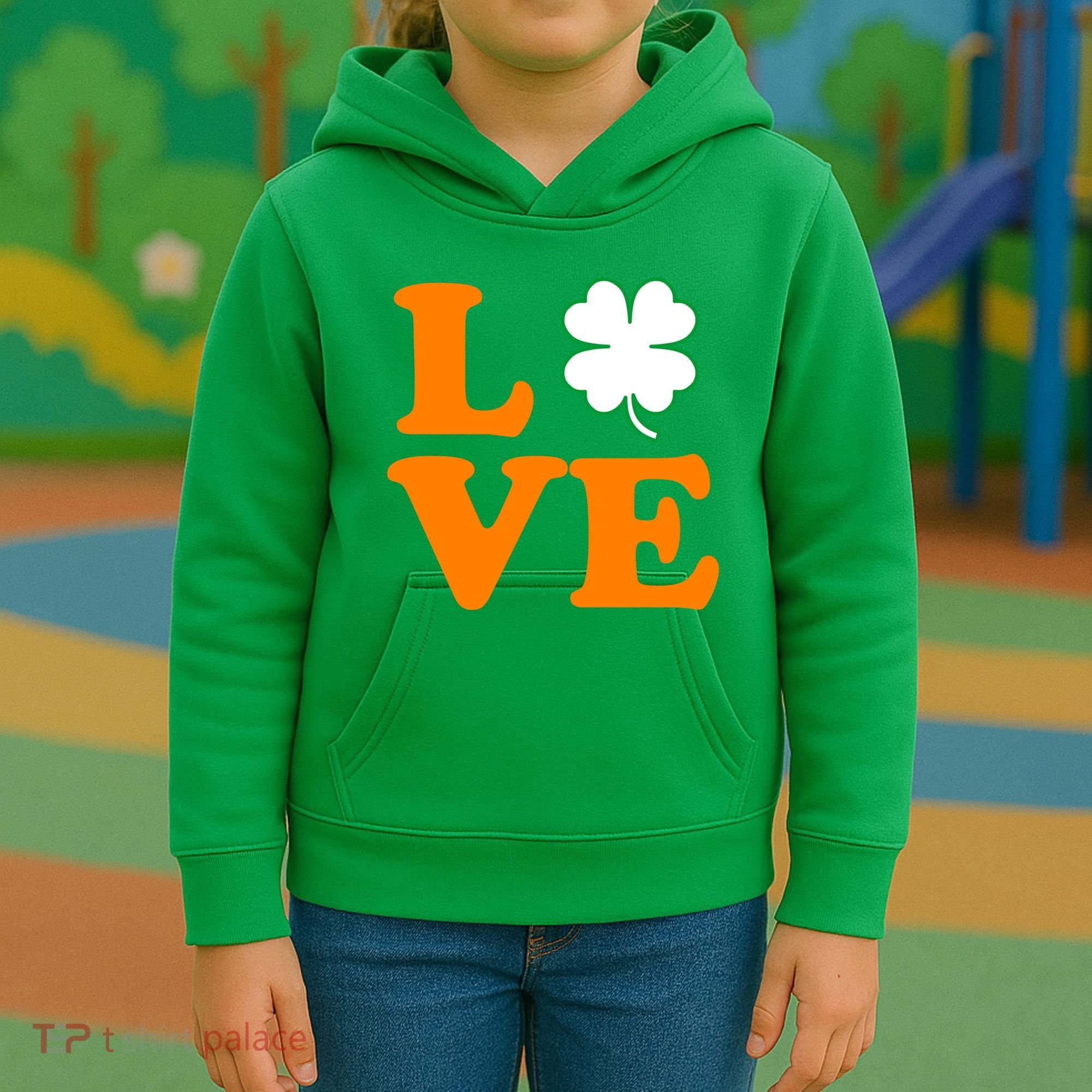 Love Irish Clover Shamrock St. Patrick's Day Kids Hoodie