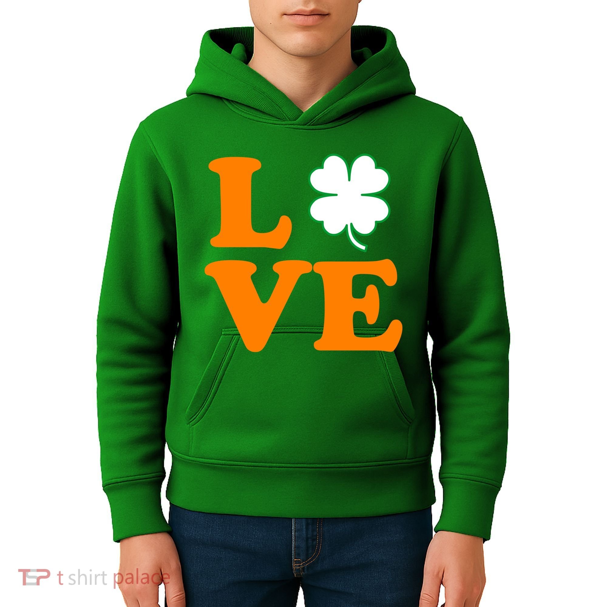 Love Irish Clover Shamrock St. Patrick's Day Kids Hoodie