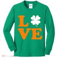 Love Irish Clover Shamrock St. Patrick's Day Kids Long Sleeve Shirt thumb 0