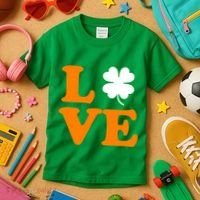 Love Irish Clover Shamrock St. Patrick's Day Kids T-Shirt thumb 3
