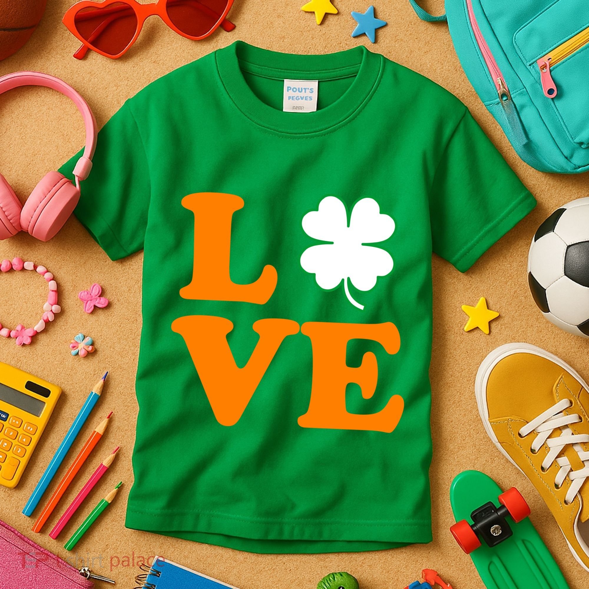 Love Irish Clover Shamrock St. Patrick's Day Kids T-Shirt