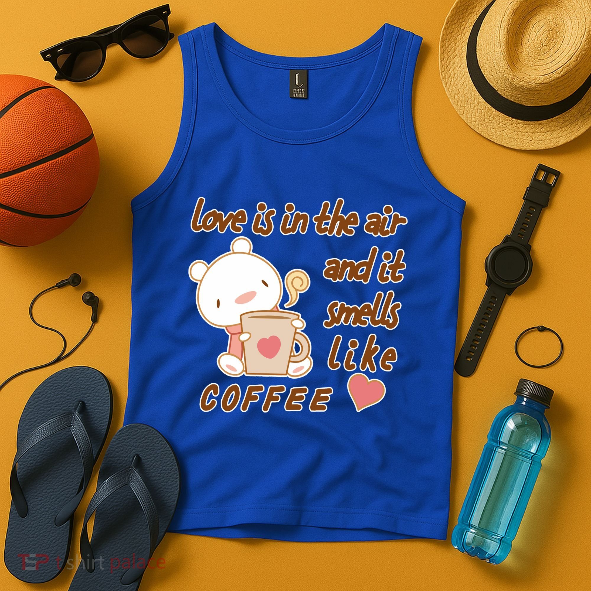 Love Is In The Air And It Smells Like Coffee Teddy Bear Tank Top