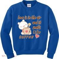 Love Is In The Air And It Smells Like Coffee Teddy Bear Kids Sweatshirt thumb 0