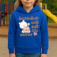 Love Is In The Air And It Smells Like Coffee Teddy Bear Kids Hoodie thumb 3
