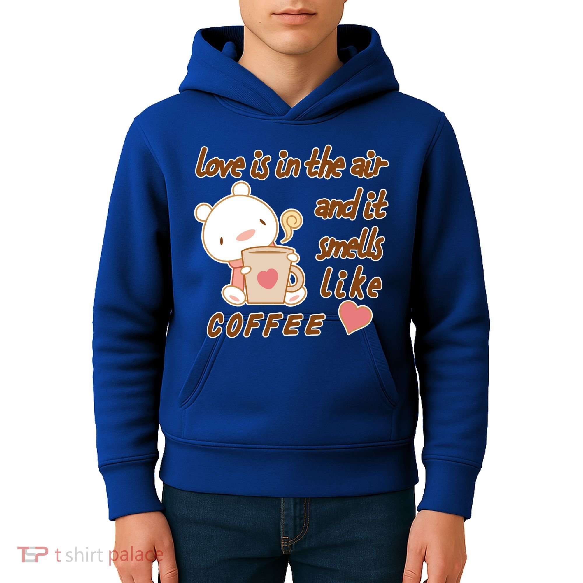 Love Is In The Air And It Smells Like Coffee Teddy Bear Kids Hoodie
