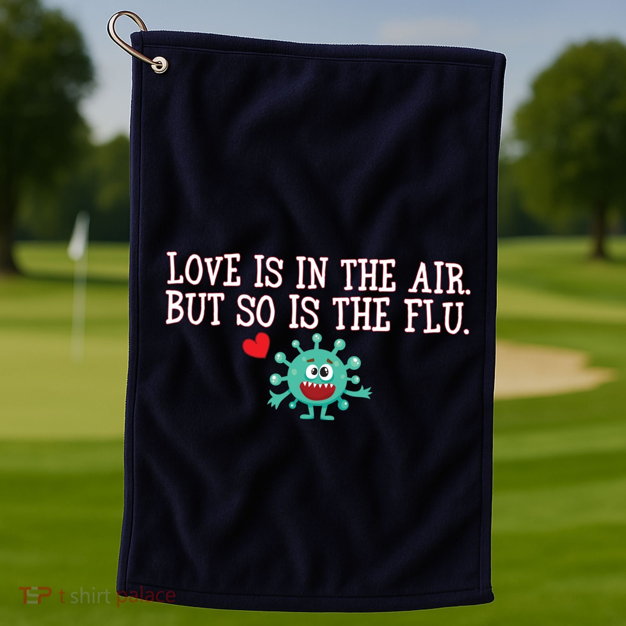Love Is In The Air But So is the Flu Golf Towel