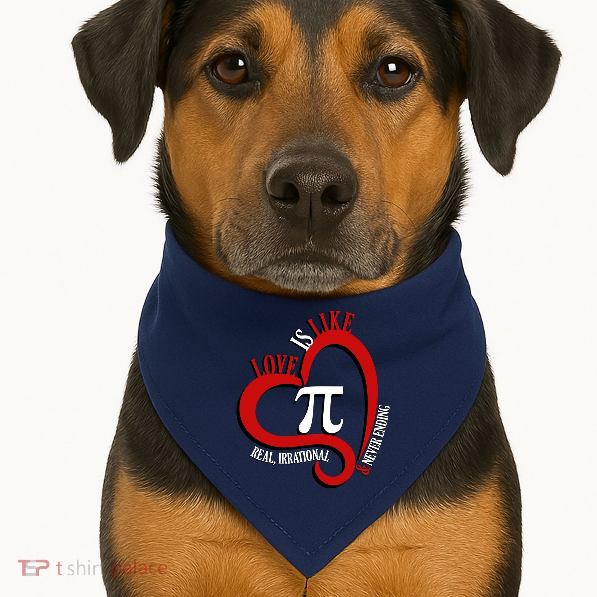 Love Is Like Pi Real Irrational Never Ending USA-Made Doggie Bandana