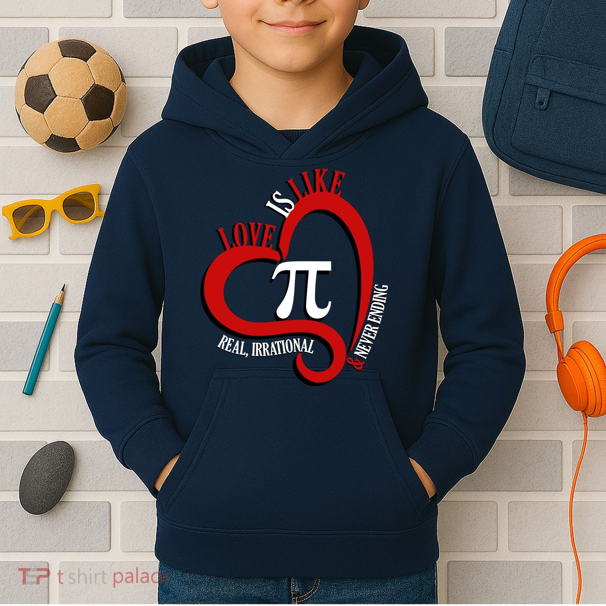 Love Is Like Pi Real Irrational Never Ending Kids Hoodie