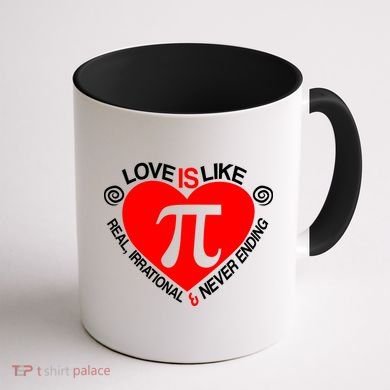 Love Is Like Pi Valentines Coffee Mug back