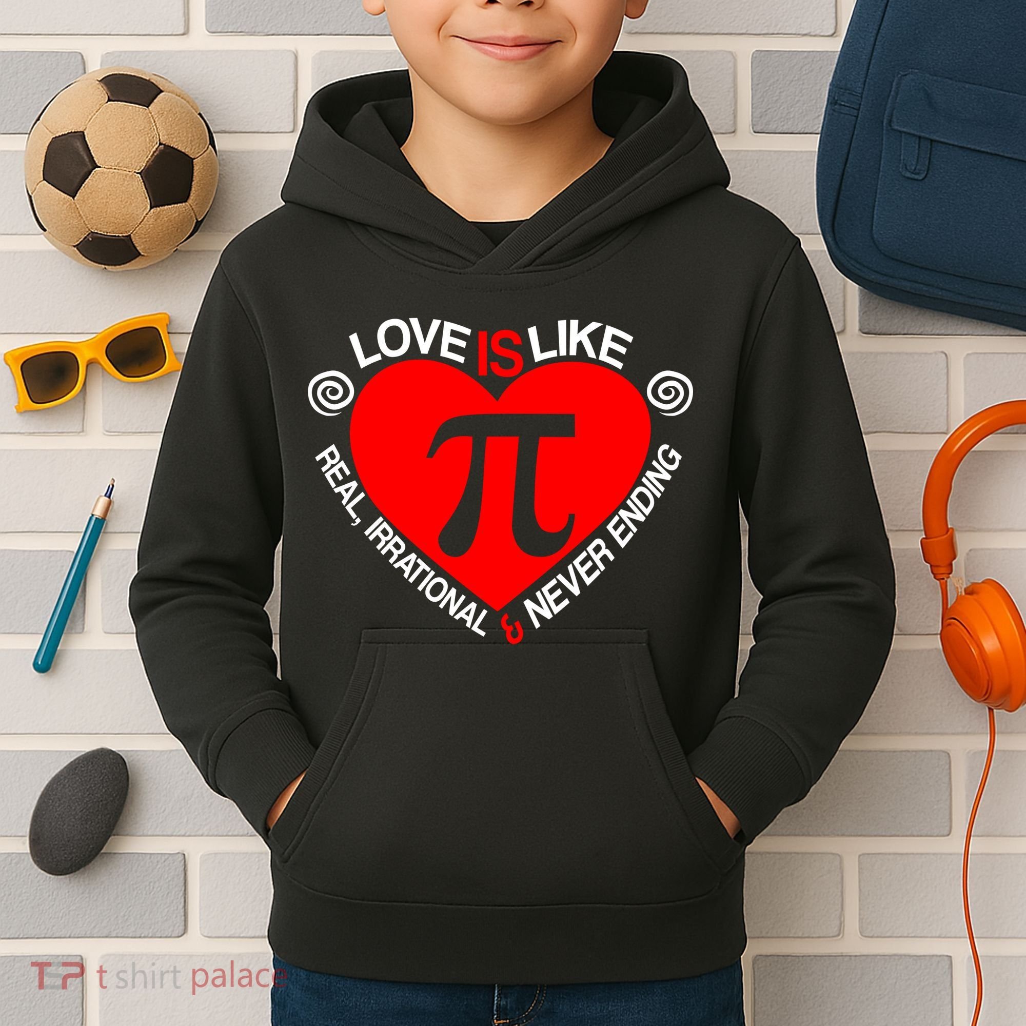 Love Is Like Pi Valentines Kids Hoodie
