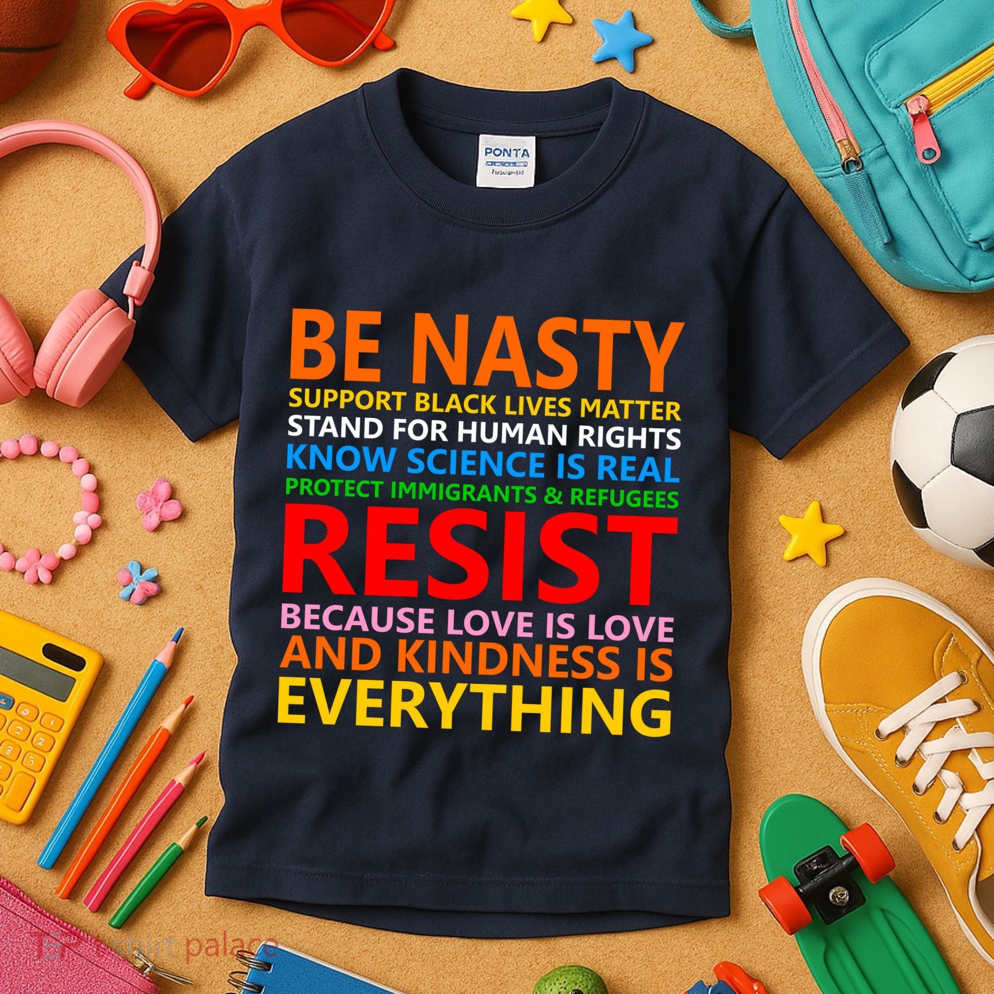 Love Is Love Kindness Is Everything Be Nasty Resist Protest Kids T-Shirt