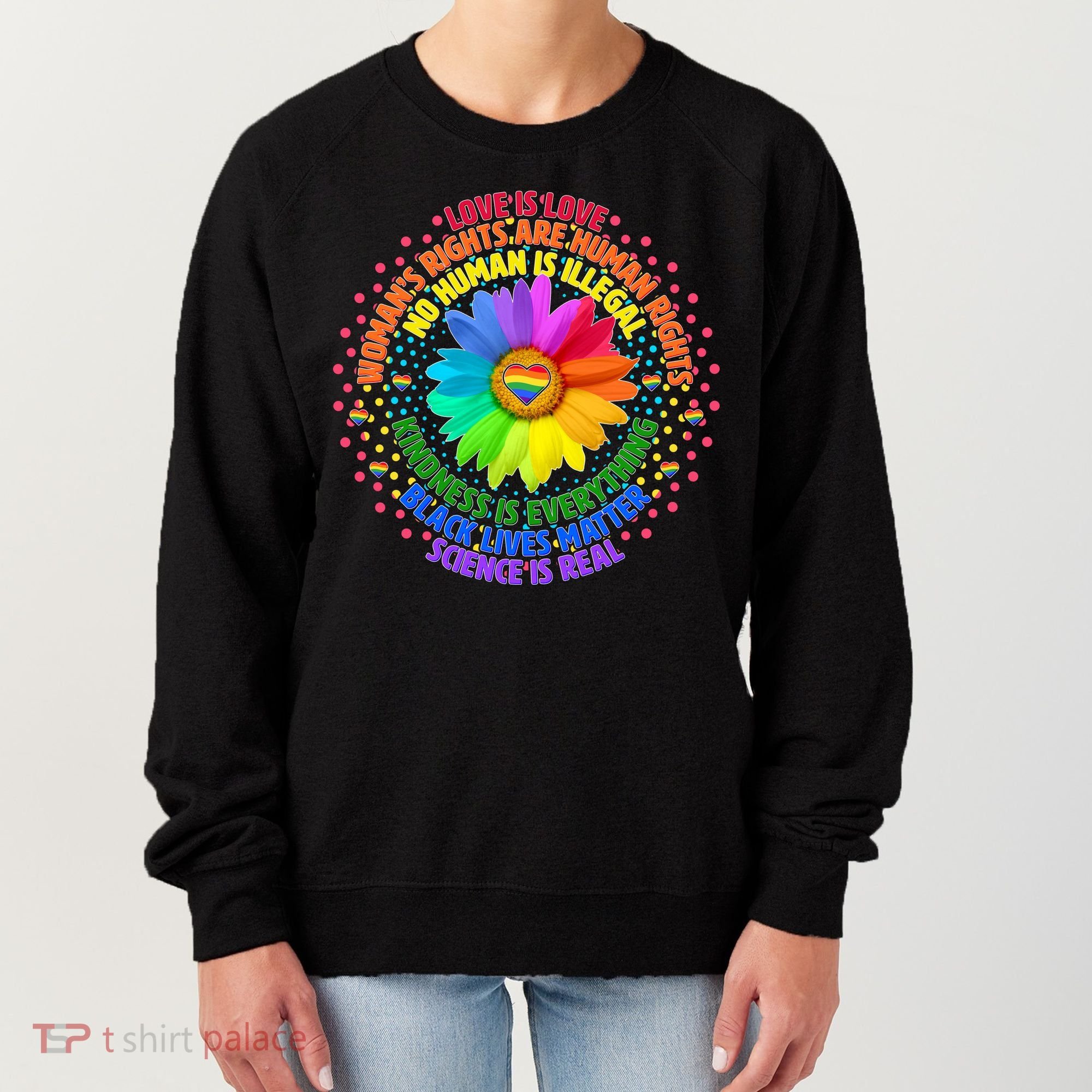 Love Is Love Rainbow Flower Unity Women's Sweatshirt