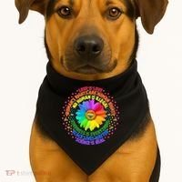 Love Is Love Rainbow Flower Unity USA-Made Doggie Bandana thumb 1