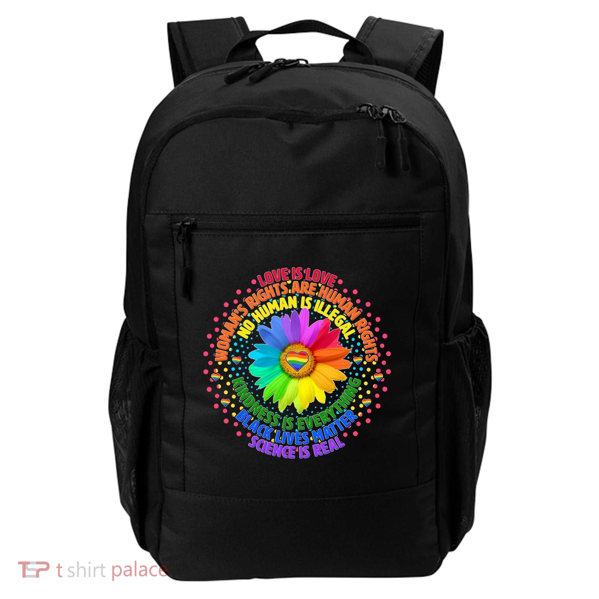 Love Is Love Rainbow Flower Unity Backpack
