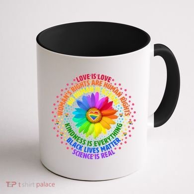 Love Is Love Rainbow Flower Unity Coffee Mug back