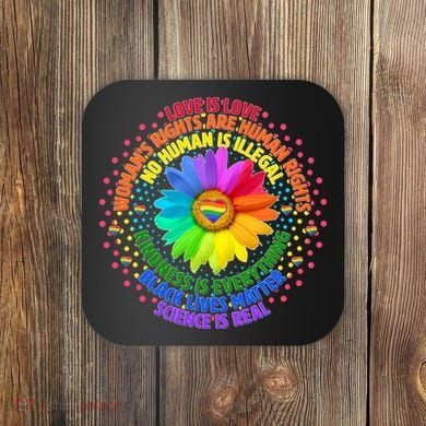 Love Is Love Rainbow Flower Unity Coaster