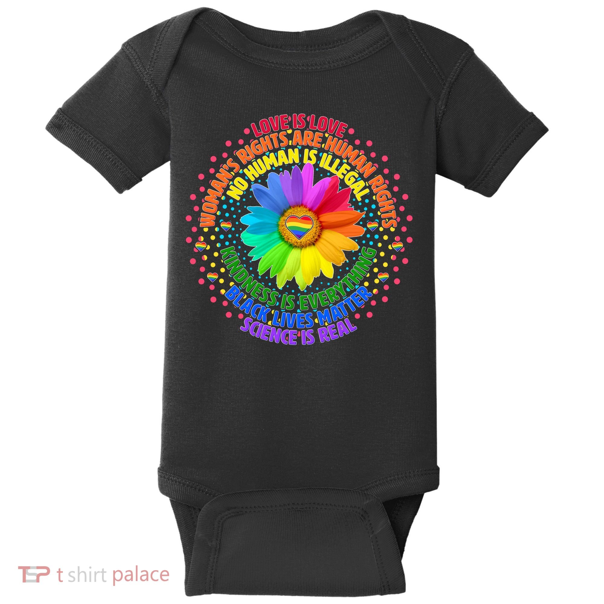 Love Is Love Rainbow Flower Unity Baby Bodysuit
