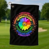 Love Is Love Rainbow Flower Unity Golf Towel thumb 1
