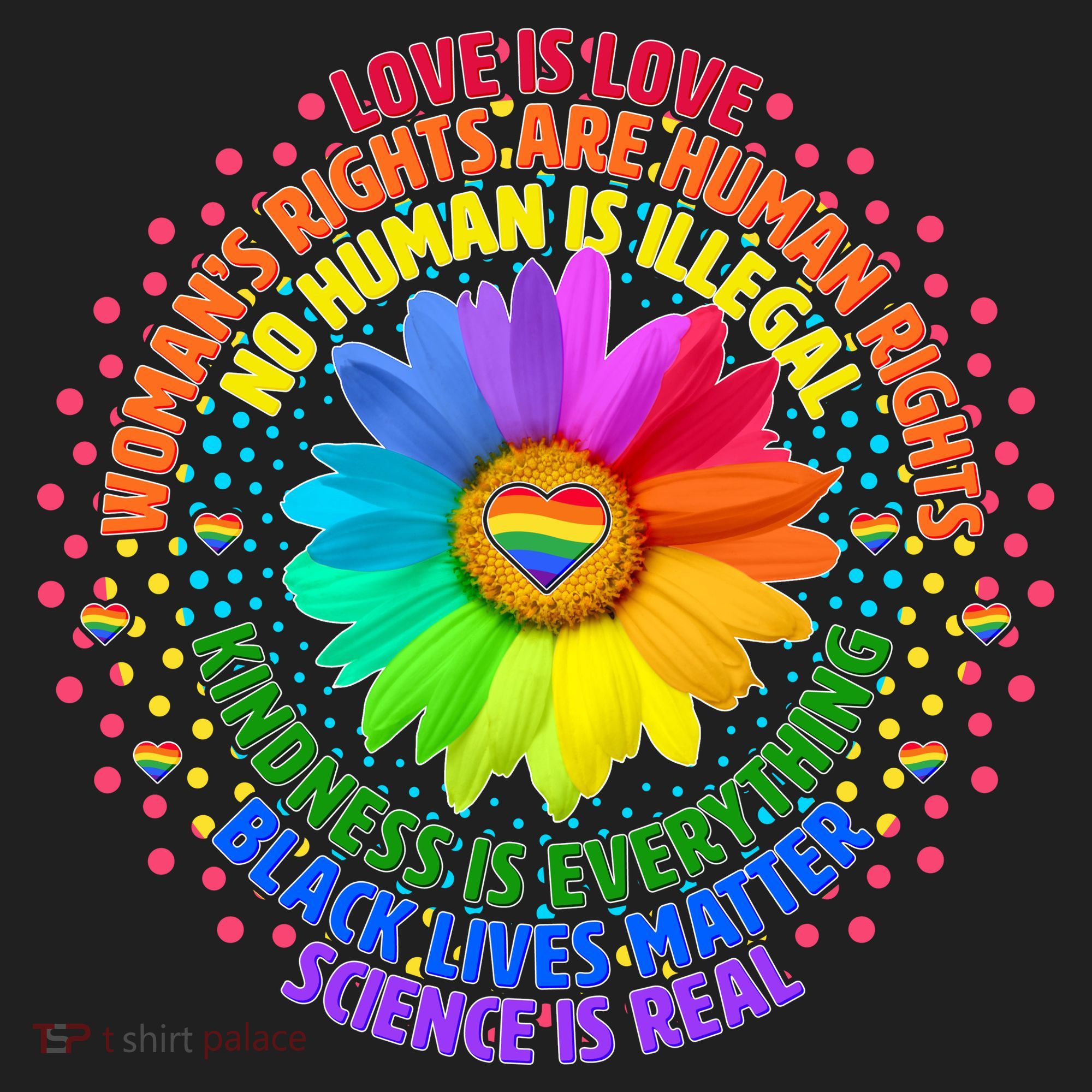 Love Is Love Rainbow Flower Unity Golf Towel