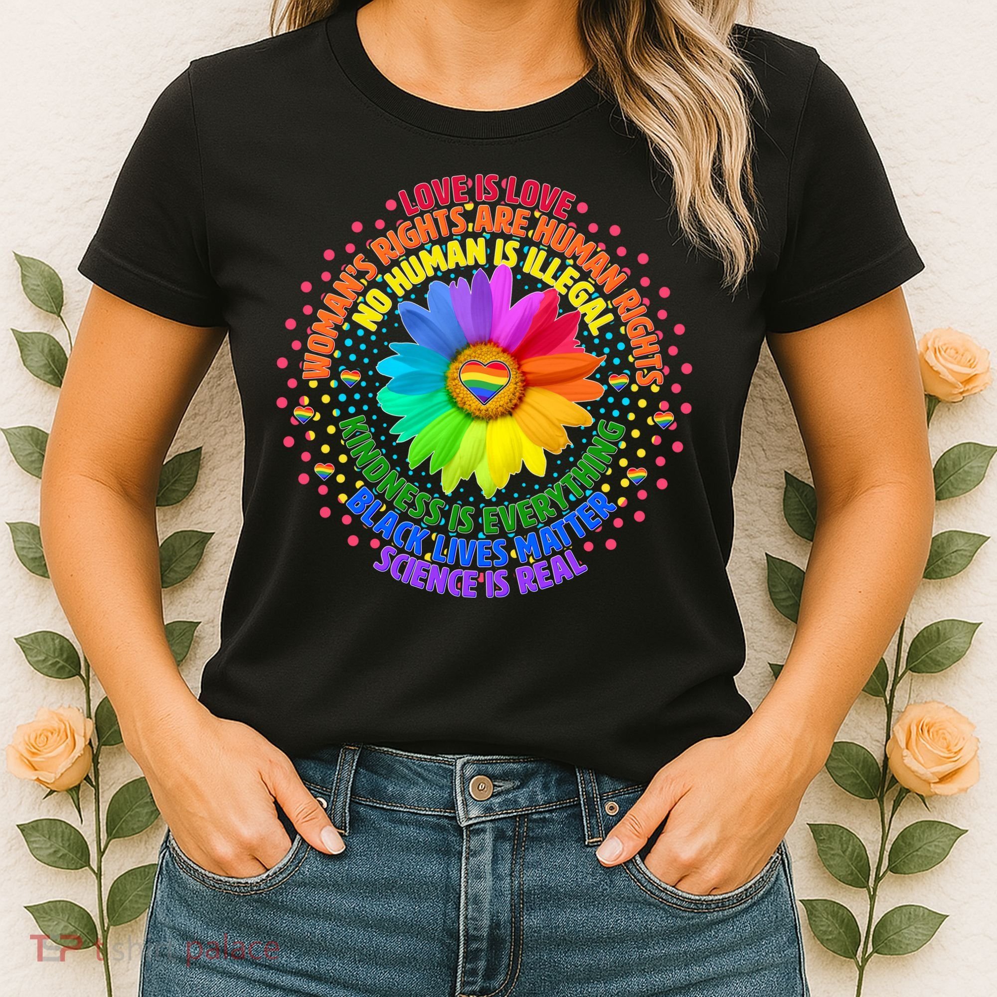 Love Is Love Rainbow Flower Unity Women's T-Shirt