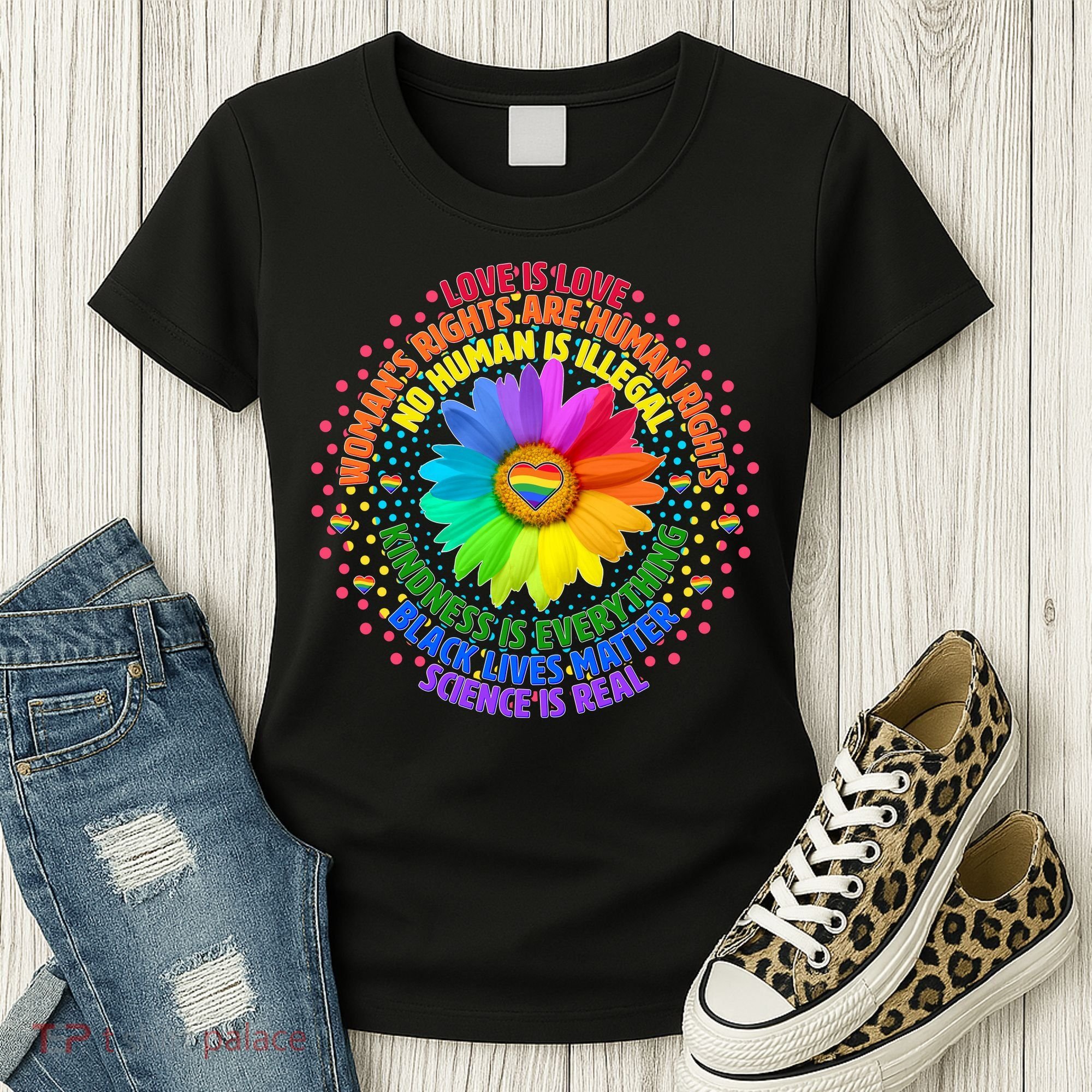 Love Is Love Rainbow Flower Unity Women's T-Shirt