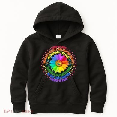 Love Is Love Rainbow Flower Unity Kids Hoodie