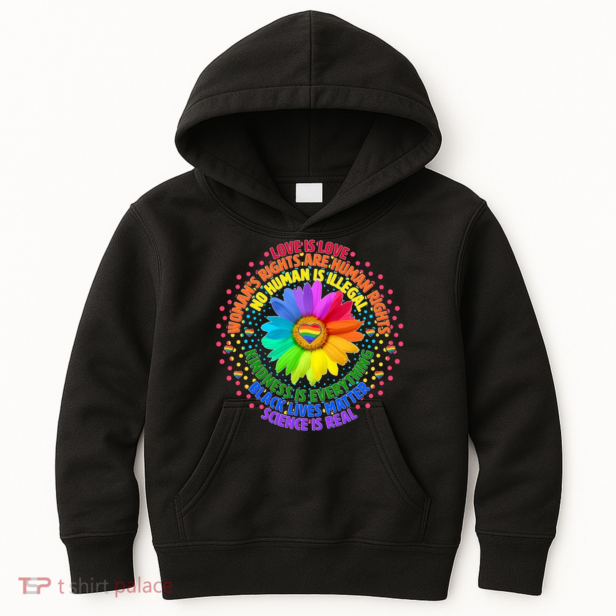 Love Is Love Rainbow Flower Unity Kids Hoodie