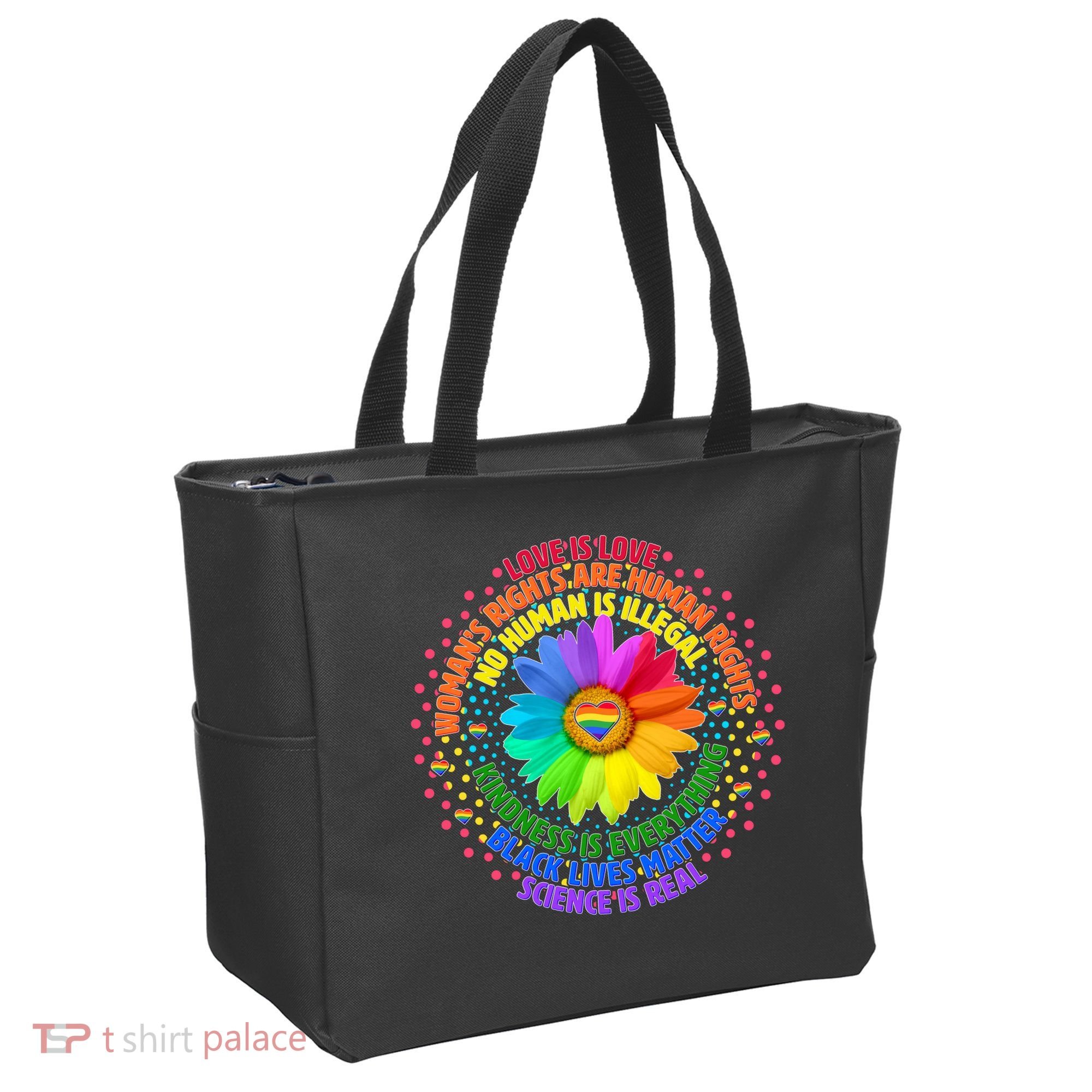 Love Is Love Rainbow Flower Unity Tote Bag